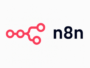 Logo de N8N, herramienta de automatización de flujos de trabajo con nodos interconectados.